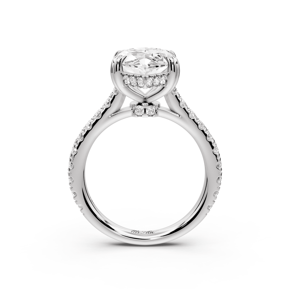 Isabella - 4ct platinum marquise hidden halo diamond bridge cathedral pavé engagement ring - Mr. Alex Jewelry