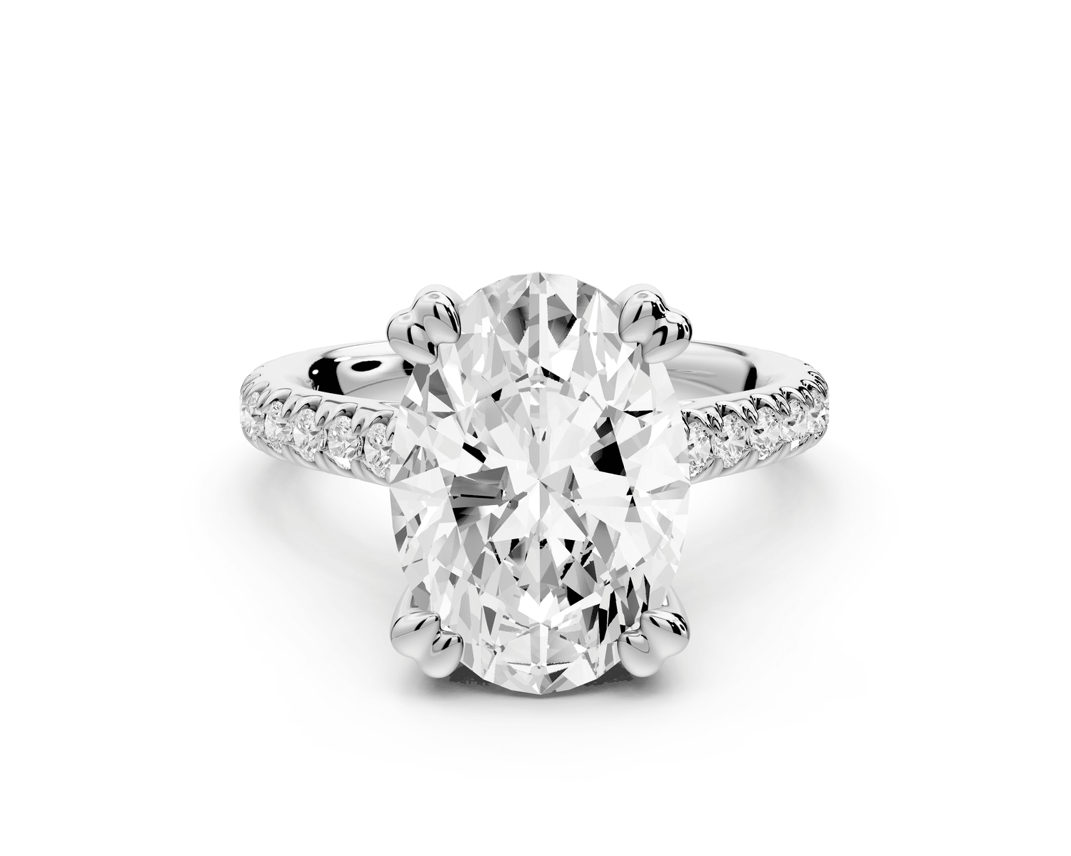Isabella - 4ct platinum oval hidden halo diamond bridge cathedral pavé Engagement ring - Mr. Alex Jewelry