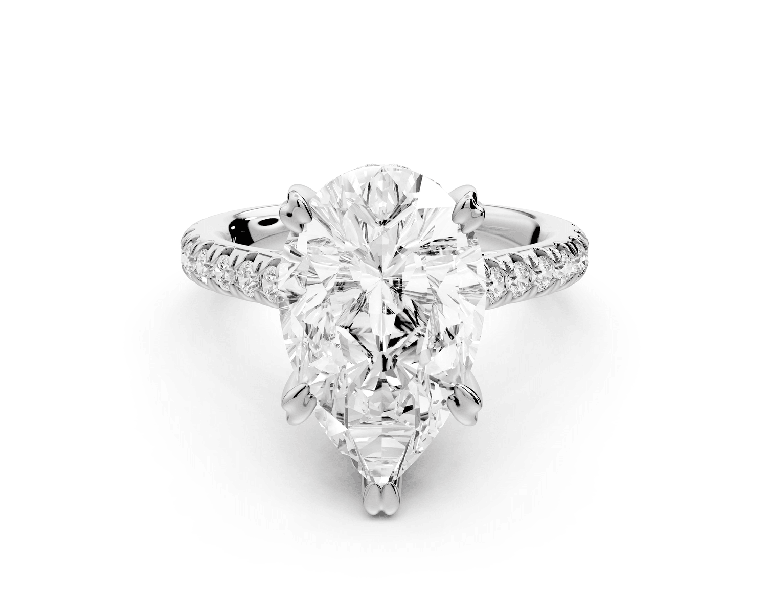 Isabella - 4ct platinum pear hidden halo diamond bridge cathedral pavé Engagement ring - Mr. Alex Jewelry