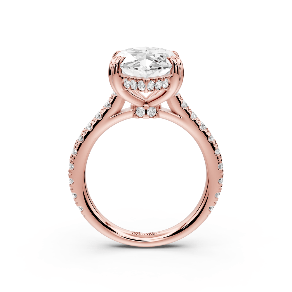 Isabella - 5ct 14k rose gold marquise hidden halo diamond bridge cathedral pavé engagement ring - Mr. Alex Jewelry