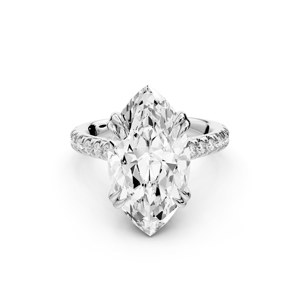 Isabella - 5ct 14k white gold marquise hidden halo diamond bridge cathedral pavé engagement ring - Mr. Alex Jewelry