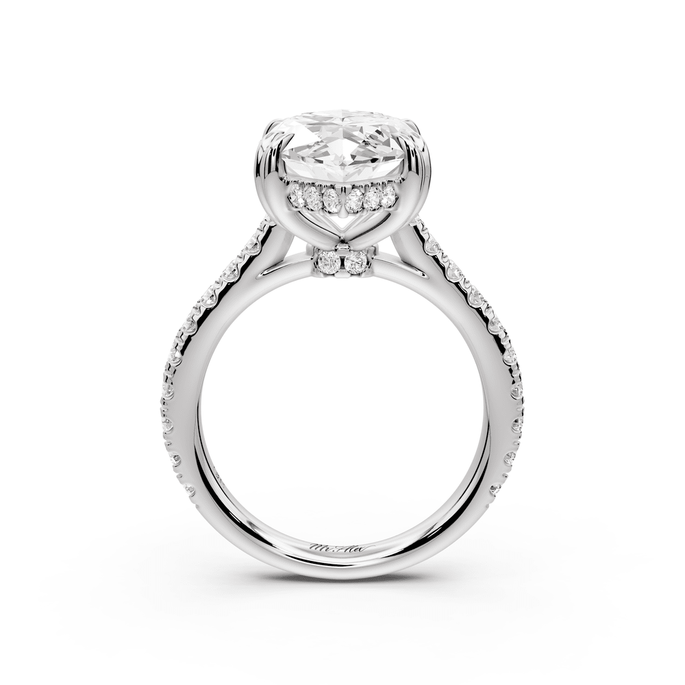 Isabella - 5ct 14k white gold marquise hidden halo diamond bridge cathedral pavé engagement ring - Mr. Alex Jewelry