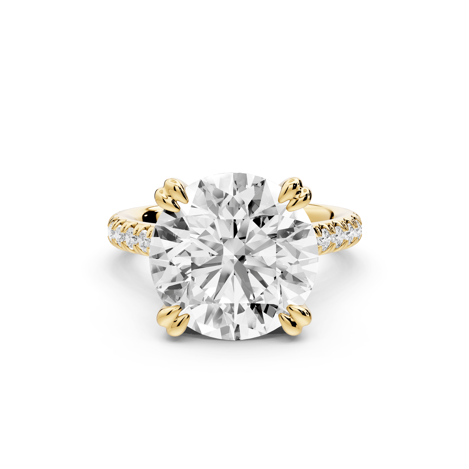 Isabella - 5ct 14k yellow gold round hidden halo diamond bridge cathedral pavé engagment ring - Mr. Alex Jewelry