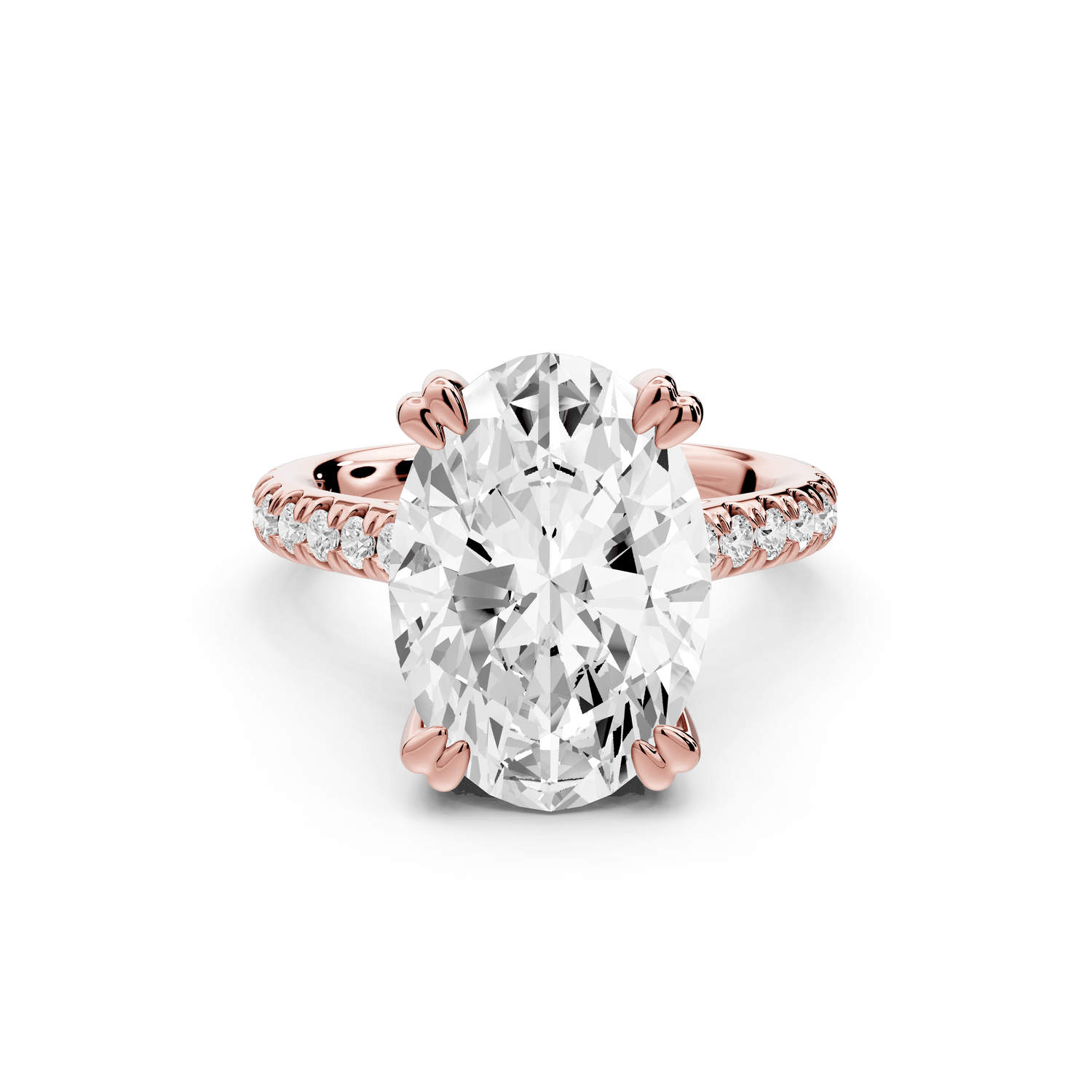 Isabella - 5ct 18k rose gold oval hidden halo diamond bridge cathedral pavé Engagement ring - Mr. Alex Jewelry