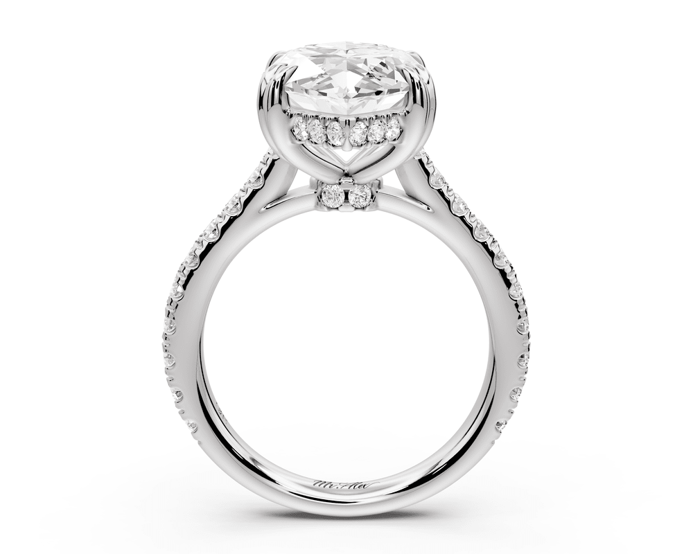 Isabella - 5ct 18k white gold marquise hidden halo diamond bridge cathedral pavé engagement ring - Mr. Alex Jewelry