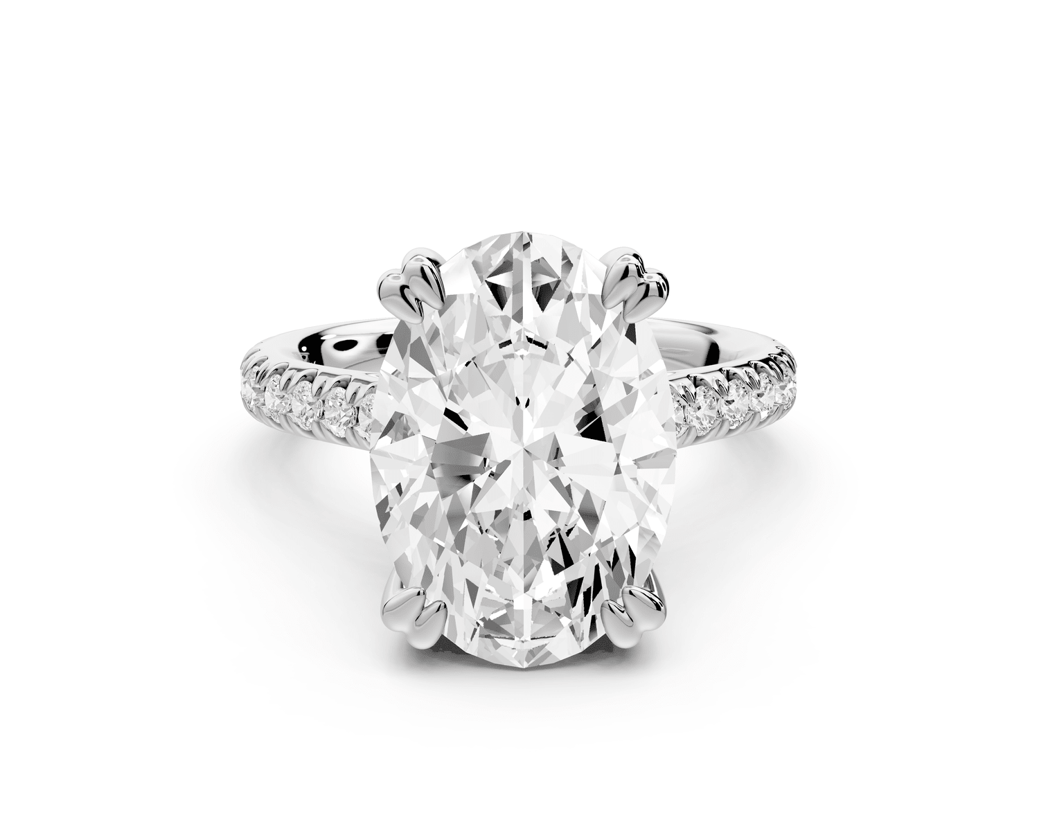 Isabella - 5ct 18k white gold oval hidden halo diamond bridge cathedral pavé Engagement ring - Mr. Alex Jewelry