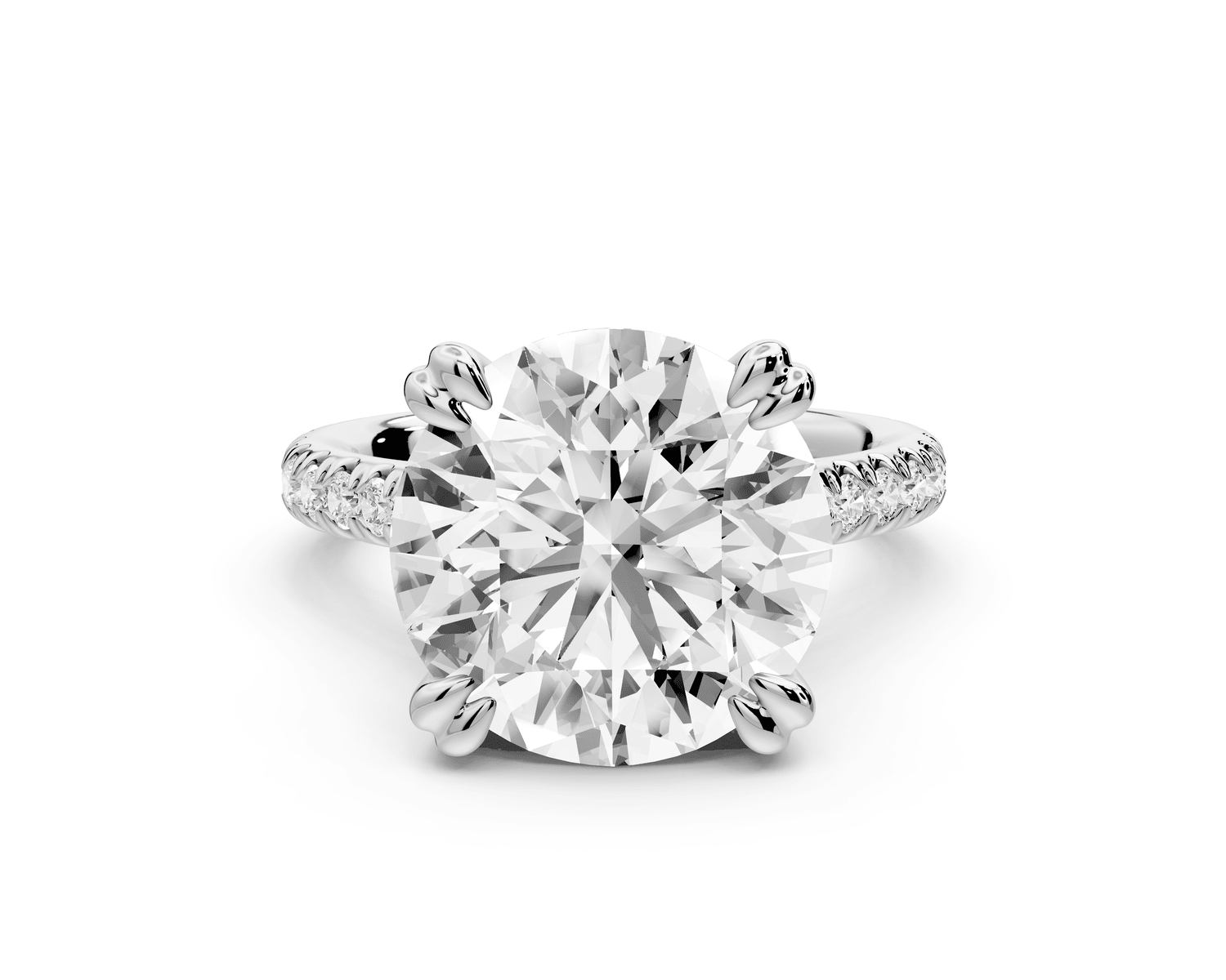 Isabella - 5ct 18k white gold round hidden halo diamond bridge cathedral pavé engagment ring - Mr. Alex Jewelry
