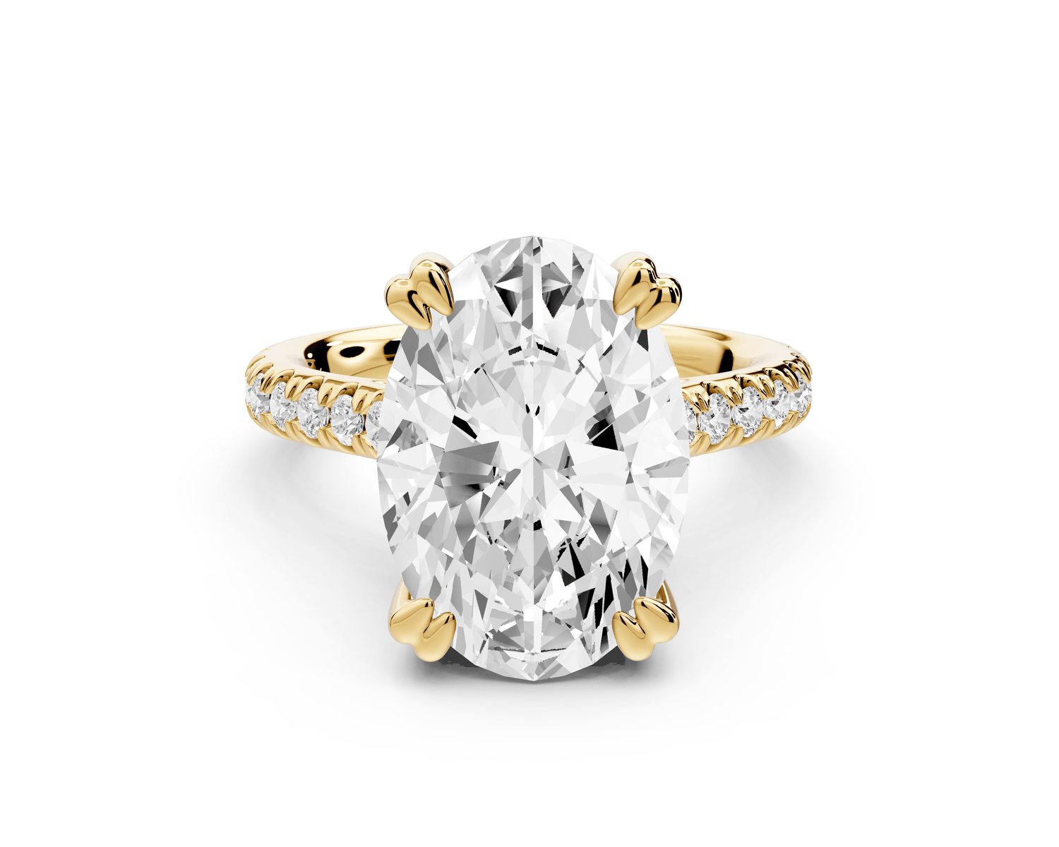 Isabella - 5ct 18k yellow gold oval hidden halo diamond bridge cathedral pavé Engagement ring - Mr. Alex Jewelry