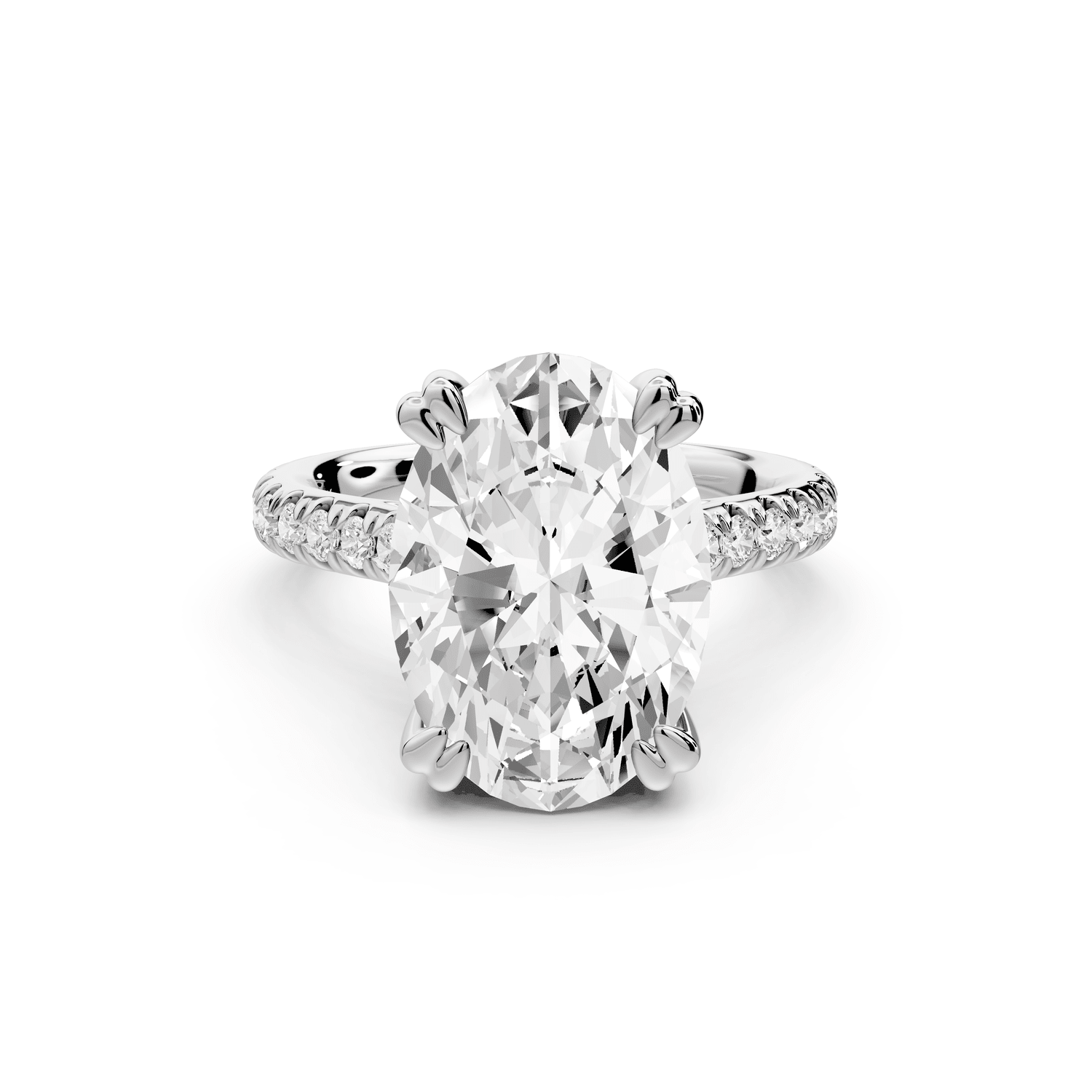 Isabella - 5ct platinum oval hidden halo diamond bridge cathedral pavé Engagement ring - Mr. Alex Jewelry
