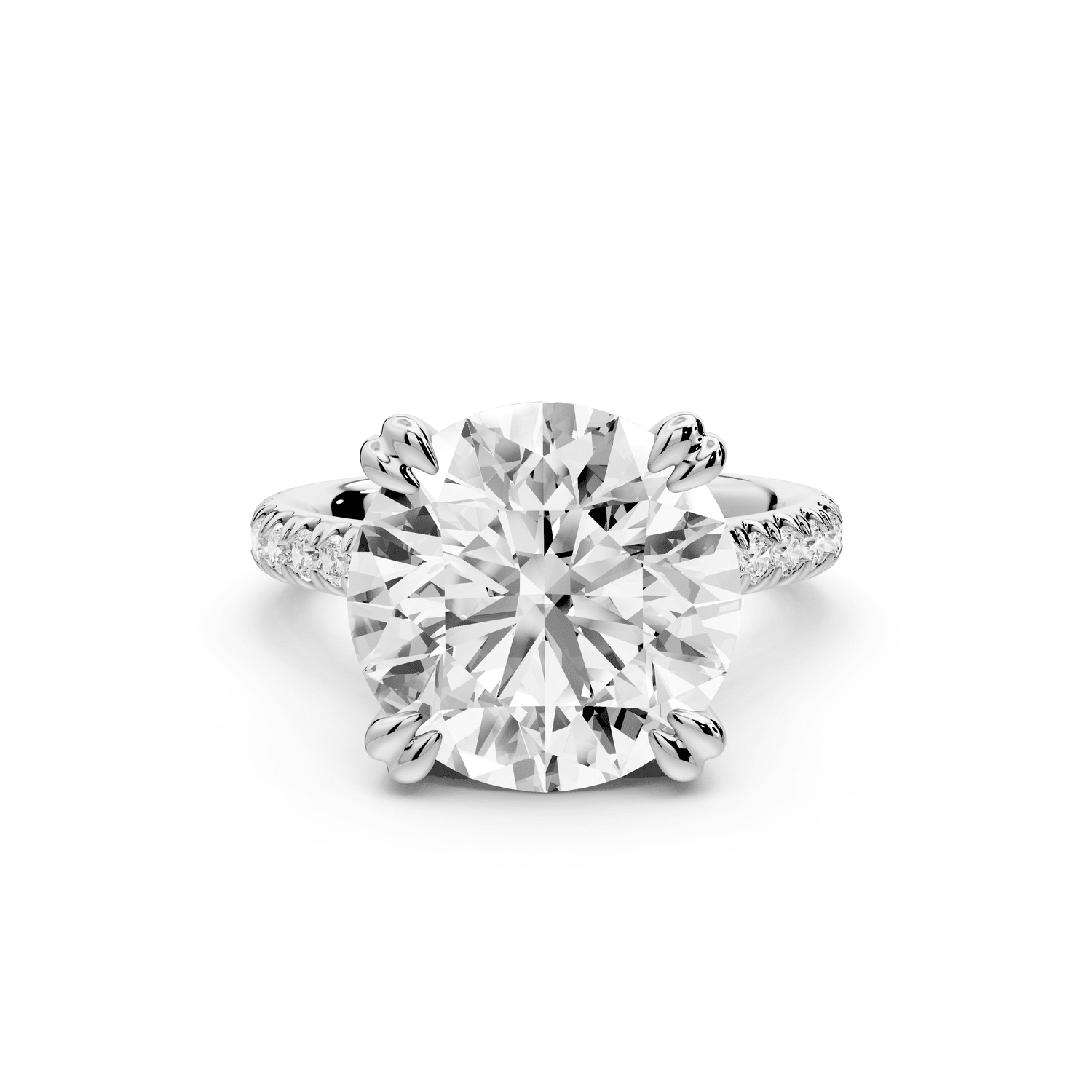 Isabella - 5ct platinum round hidden halo diamond bridge cathedral pavé engagment ring - Mr. Alex Jewelry