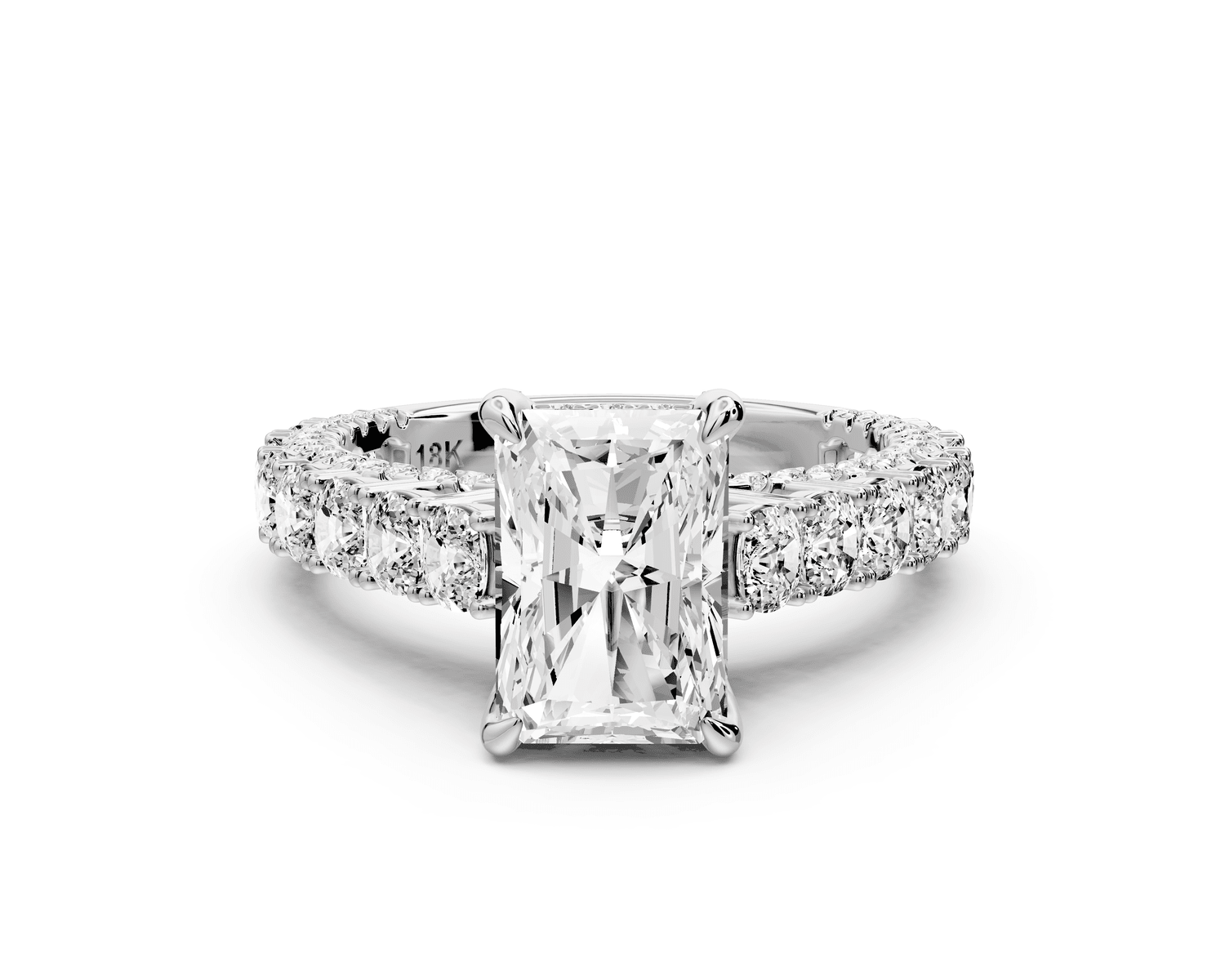 Ivy - 2ct 14k white gold radiant Diamond Crown Cathedral Rollover Pavé Engagement Ring - Mr. Alex Jewelry