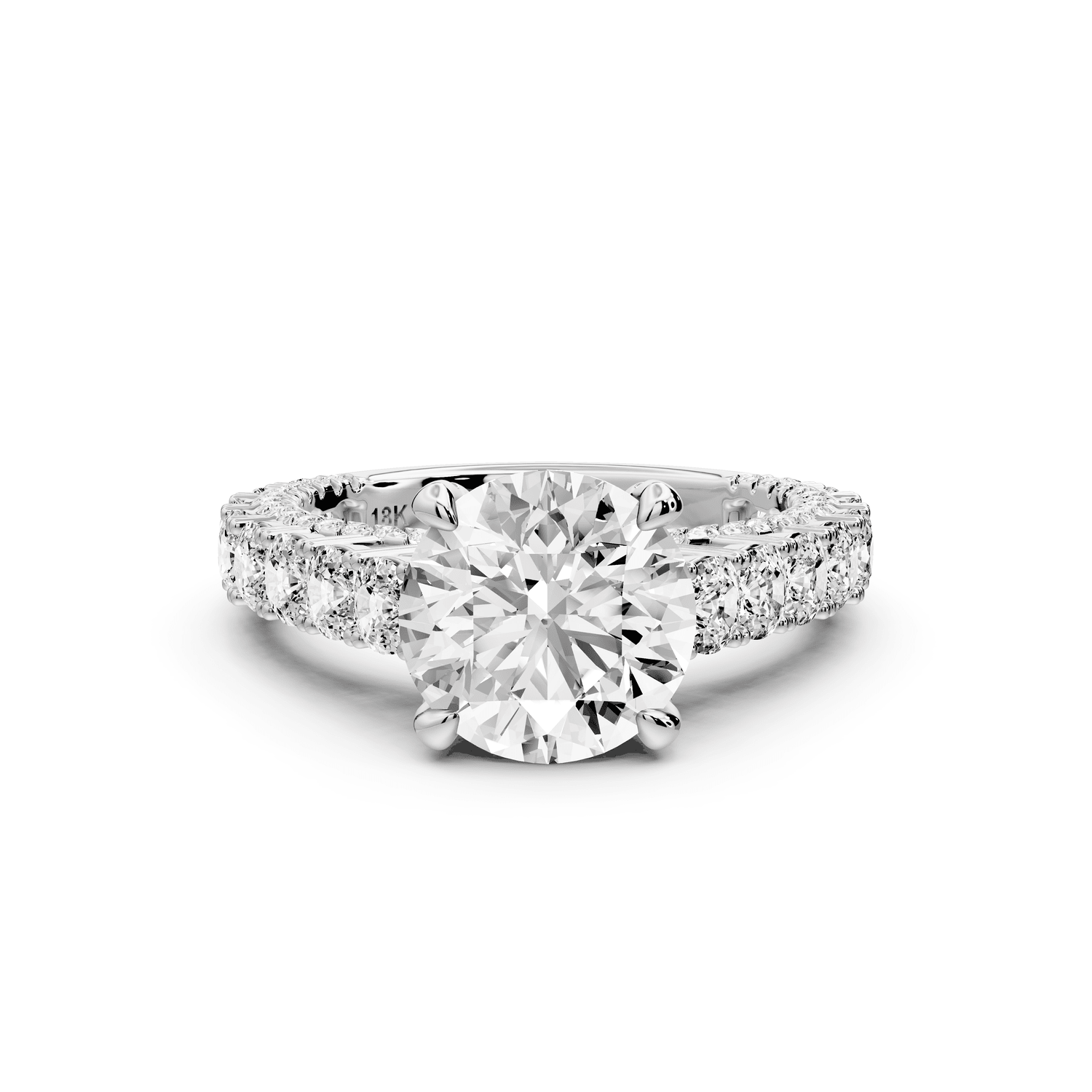Ivy - 2ct 18k white gold round Diamond Crown Cathedral Rollover Pavé Engagement Ring - Mr. Alex Jewelry