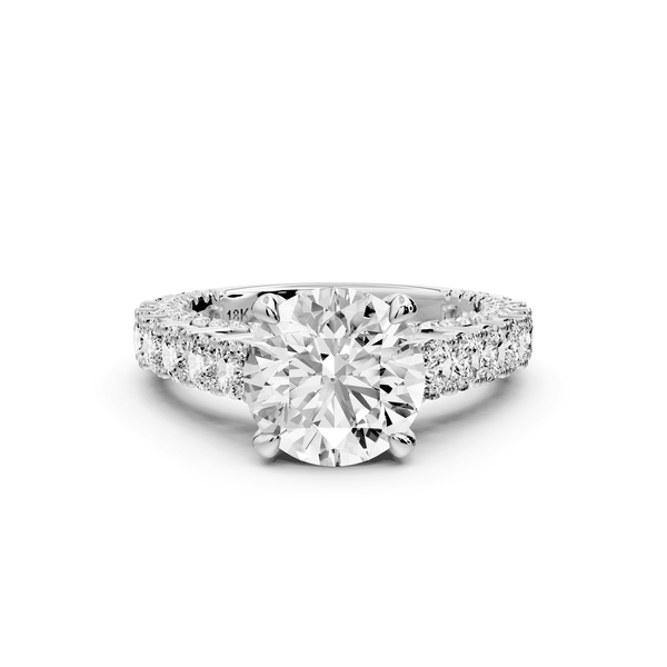 Ivy - 2ct 18k white gold round Diamond Crown Cathedral Rollover Pavé Engagement Ring - Mr. Alex Jewelry
