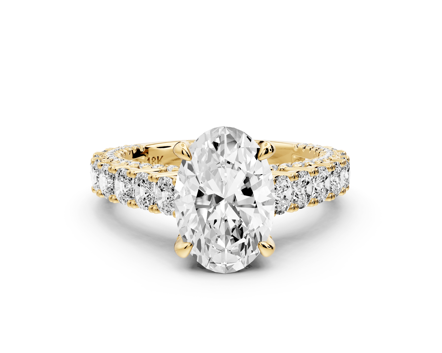 Ivy - 2ct 18k yellow gold oval Diamond Crown Cathedral Rollover Pavé Engagement Ring - Mr. Alex Jewelry