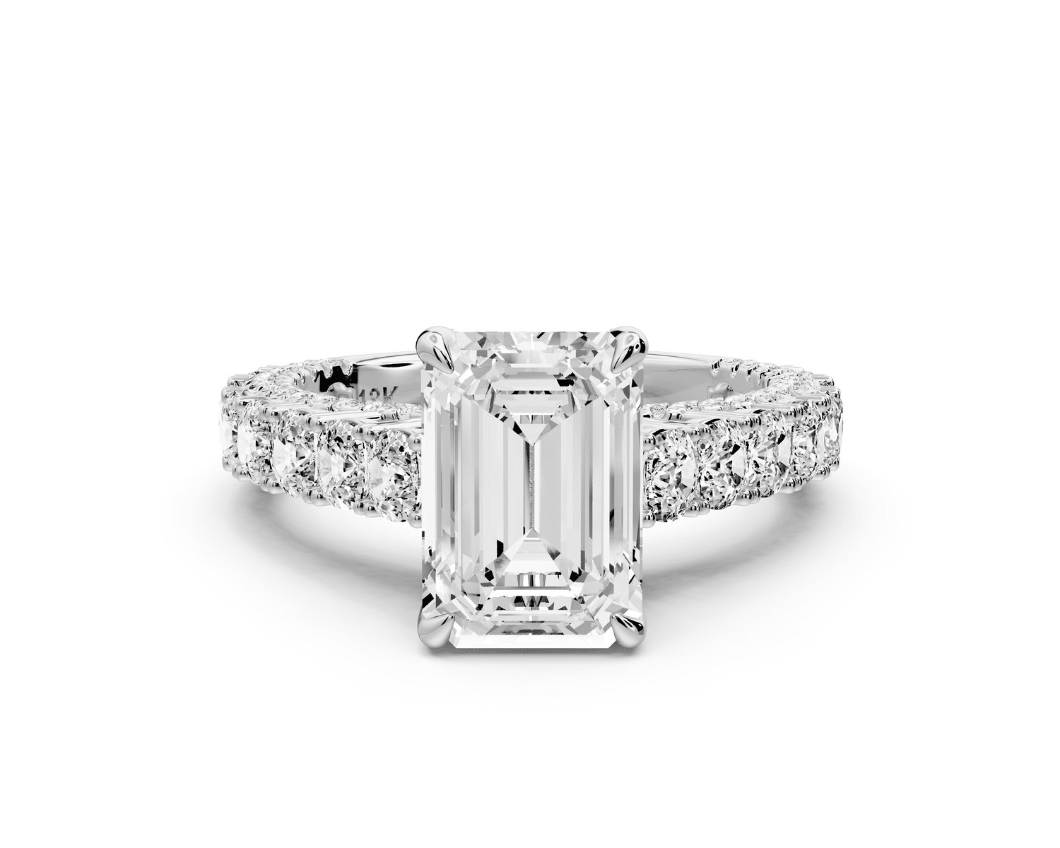 Ivy - 2ct platinum emerald Diamond Crown Cathedral Rollover Pavé Engagement Ring - Mr. Alex Jewelry