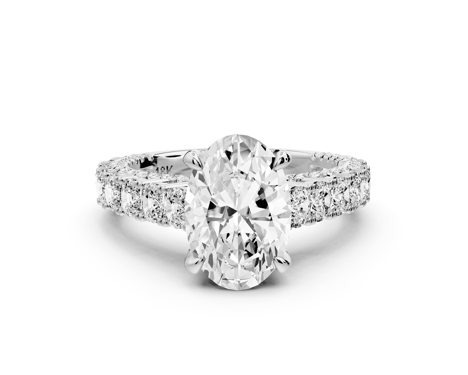 Ivy - 2ct platinum oval Diamond Crown Cathedral Rollover Pavé Engagement Ring - Mr. Alex Jewelry