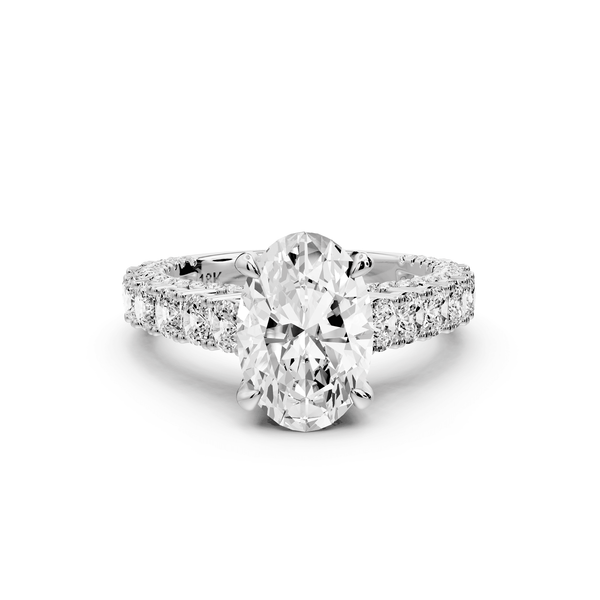 Ivy - 2ct platinum oval Diamond Crown Cathedral Rollover Pavé Engagement Ring - Mr. Alex Jewelry