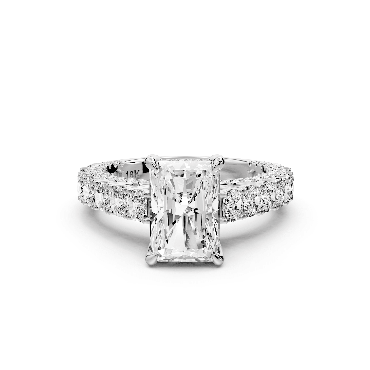 Ivy - 2ct platinum radiant Diamond Crown Cathedral Rollover Pavé Engagement Ring - Mr. Alex Jewelry