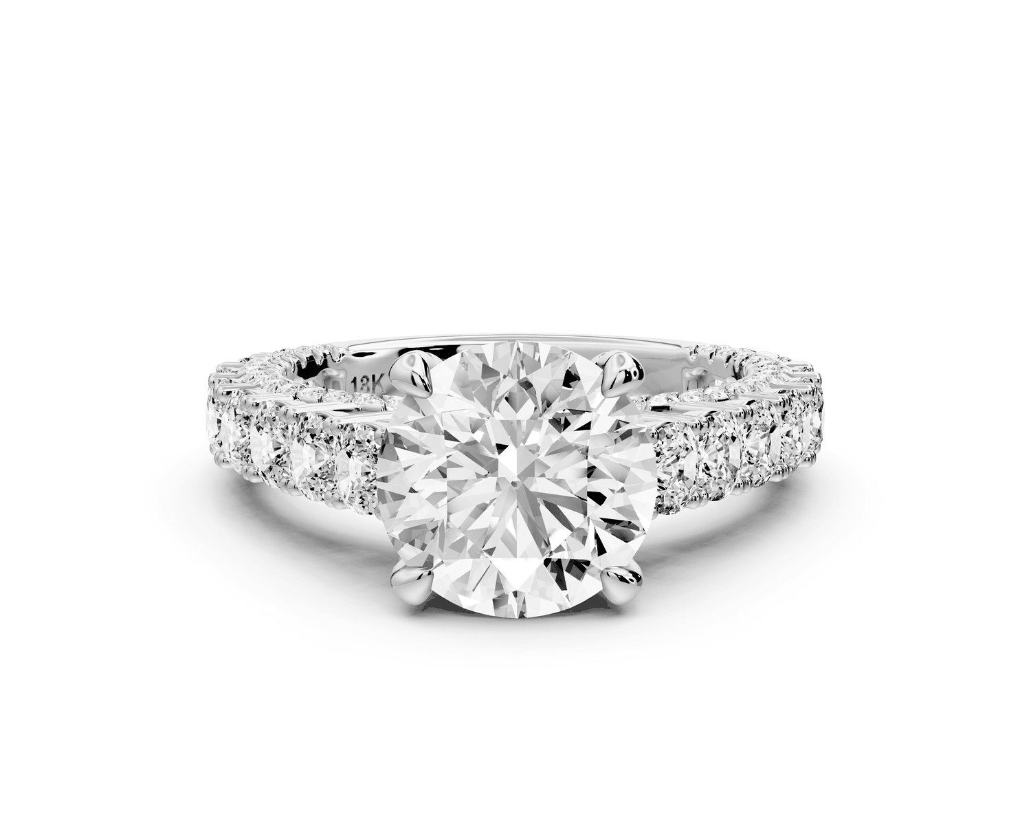 Ivy - 2ct platinum round Diamond Crown Cathedral Rollover Pavé Engagement Ring - Mr. Alex Jewelry