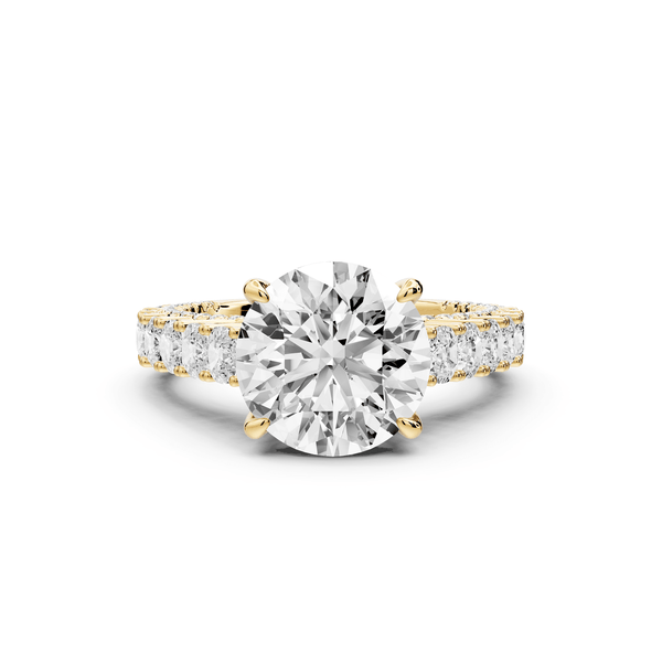 Ivy - 3ct 14k yellow gold round Diamond Crown Cathedral Rollover Pavé Engagement Ring - Mr. Alex Jewelry
