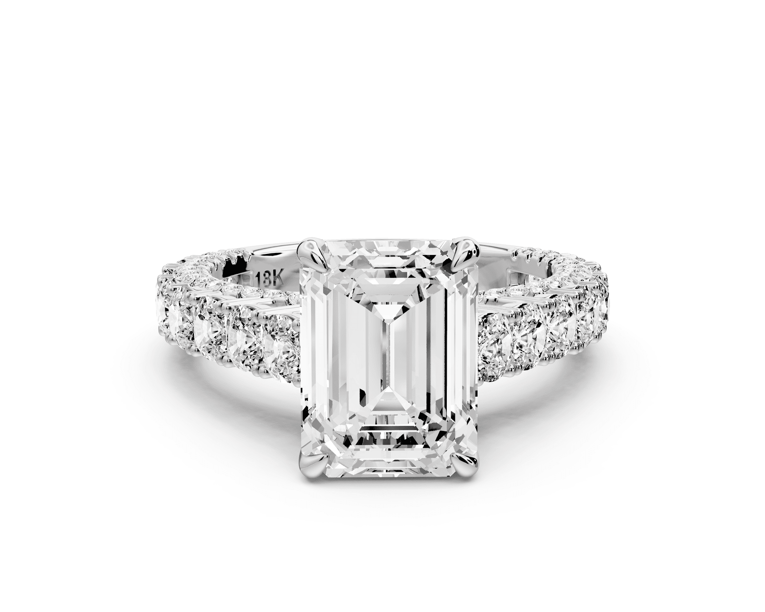 Ivy - 3ct 18k white gold emerald Diamond Crown Cathedral Rollover Pavé Engagement Ring - Mr. Alex Jewelry