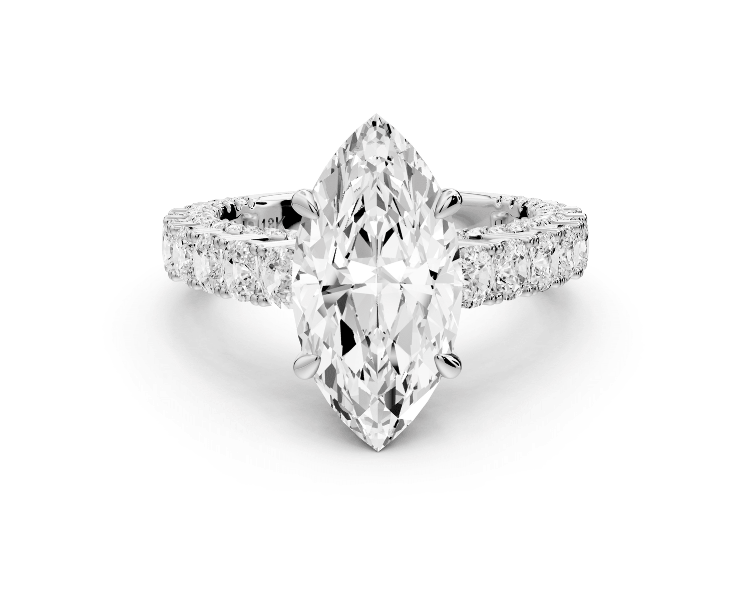 Ivy - 3ct 18k white gold marquise Diamond Crown Cathedral Rollover Pavé Engagement Ring - Mr. Alex Jewelry