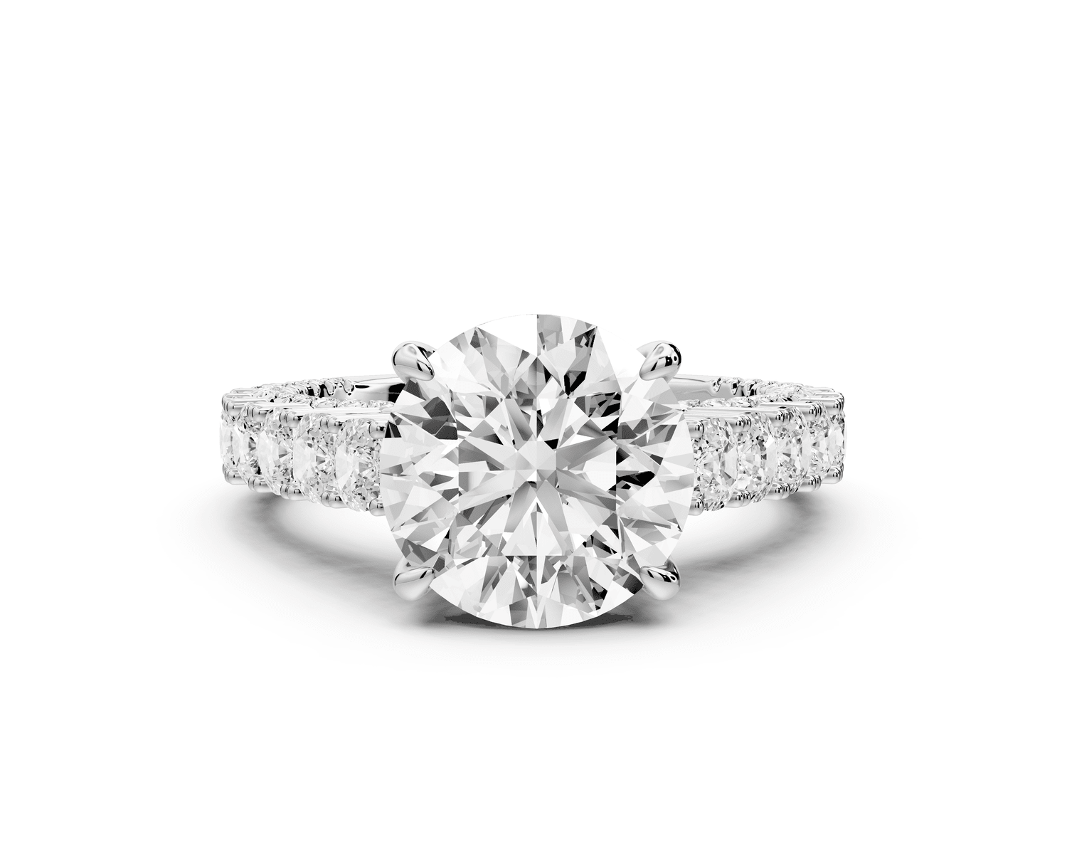 Ivy - 3ct 18k white gold round Diamond Crown Cathedral Rollover Pavé Engagement Ring - Mr. Alex Jewelry