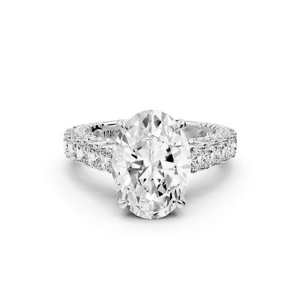 Ivy - 3ct platinum oval Diamond Crown Cathedral Rollover Pavé Engagement Ring - Mr. Alex Jewelry