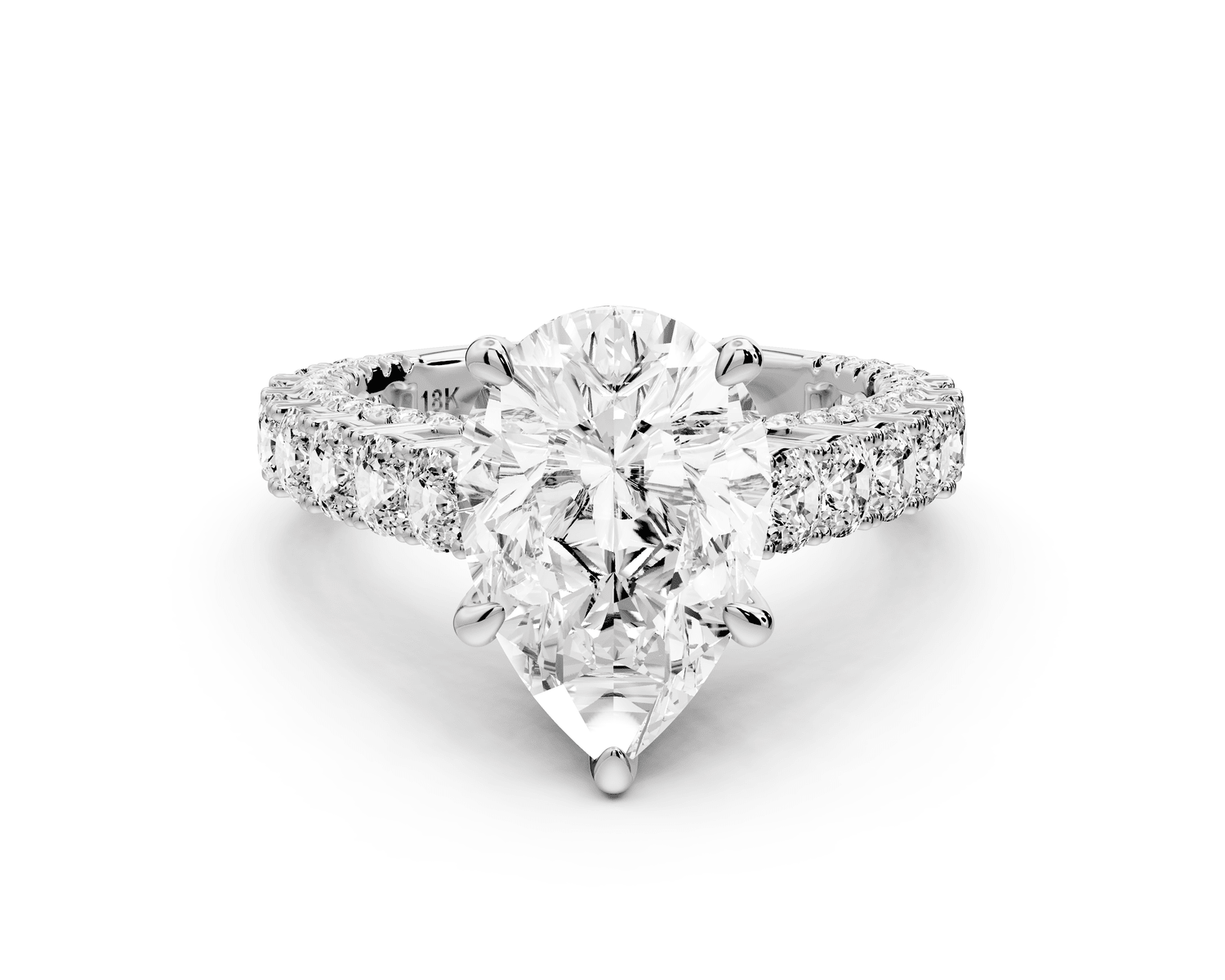 Ivy - 3ct platinum pear Diamond Crown Cathedral Rollover Pavé Engagement Ring - Mr. Alex Jewelry