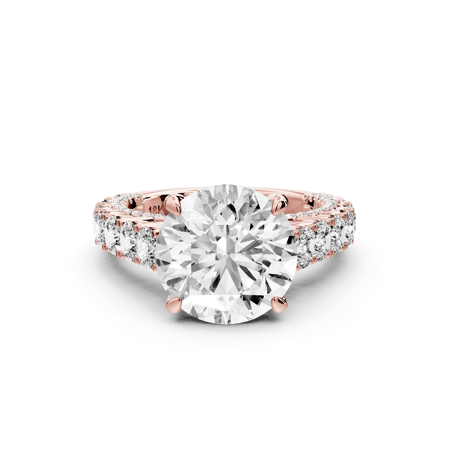 Ivy - 4ct 14k rose gold round Diamond Crown Cathedral Rollover Pavé Engagement Ring - Mr. Alex Jewelry