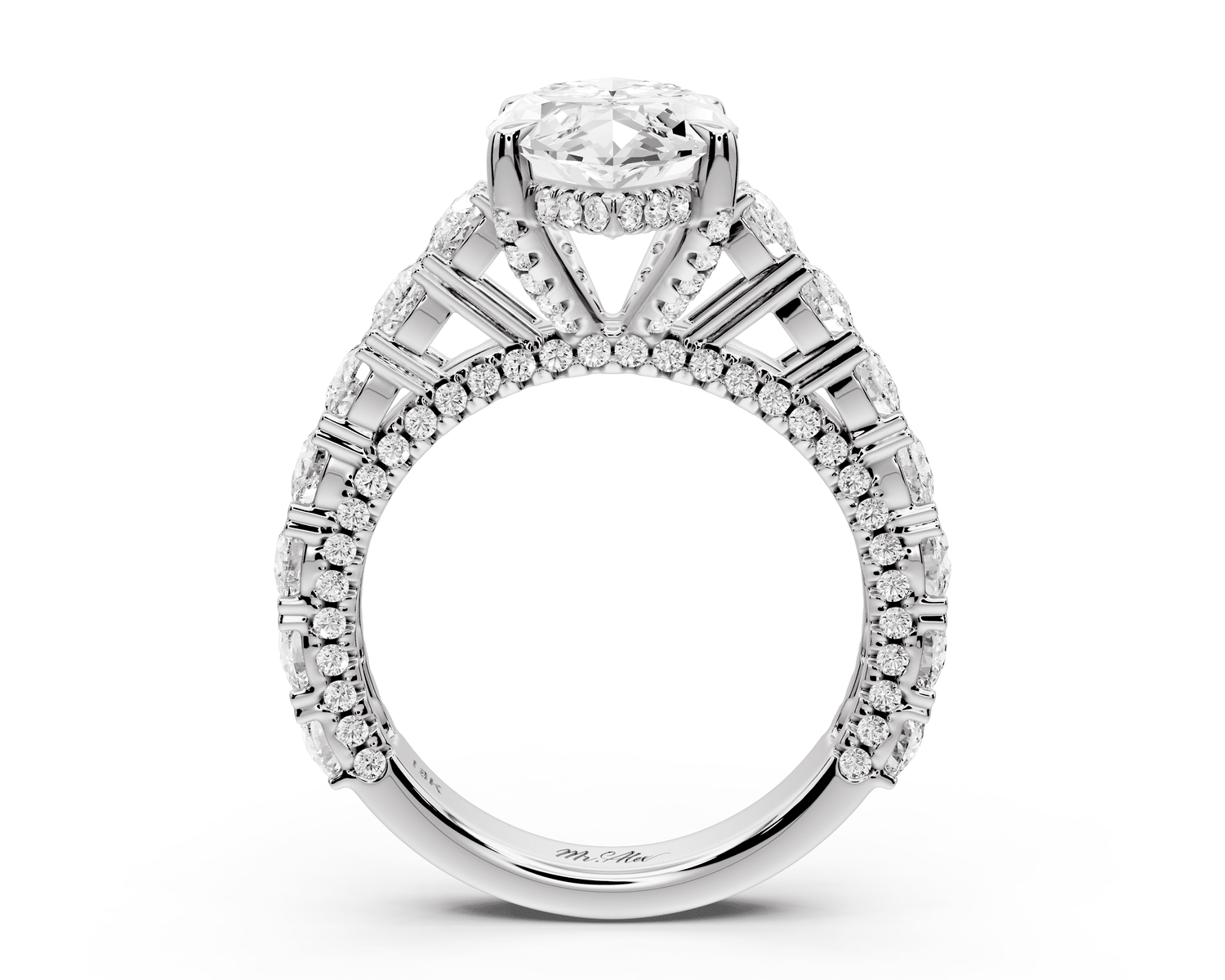 Ivy - 4ct 14k white gold marquise Diamond Crown Cathedral Rollover Pavé Engagement Ring - Mr. Alex Jewelry