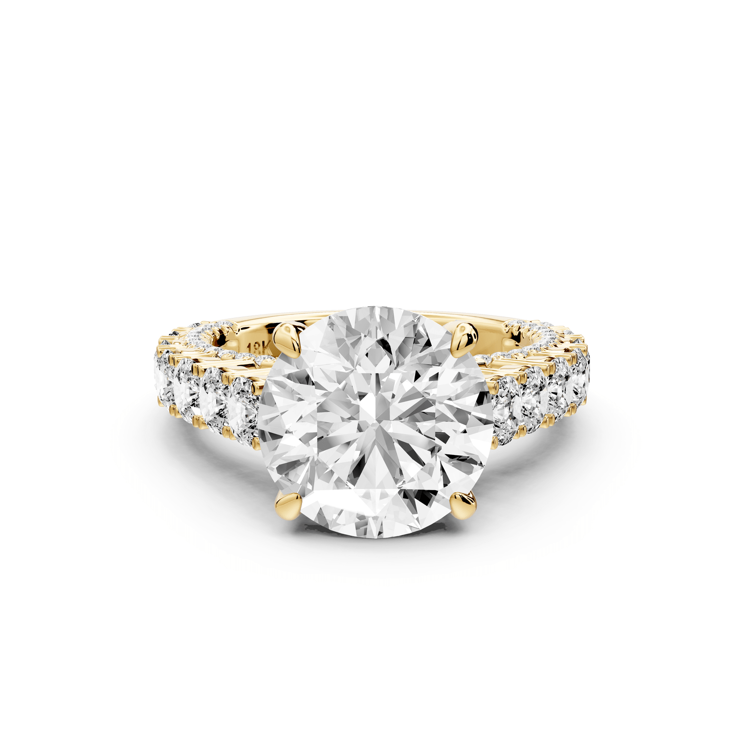 Ivy - 4ct 14k yellow gold round Diamond Crown Cathedral Rollover Pavé Engagement Ring - Mr. Alex Jewelry