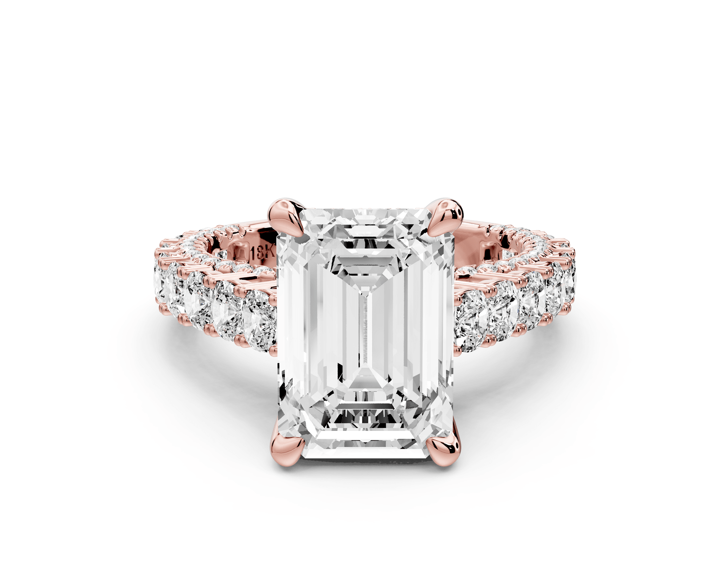 Ivy - 4ct 18k rose gold emerald Diamond Crown Cathedral Rollover Pavé Engagement Ring - Mr. Alex Jewelry