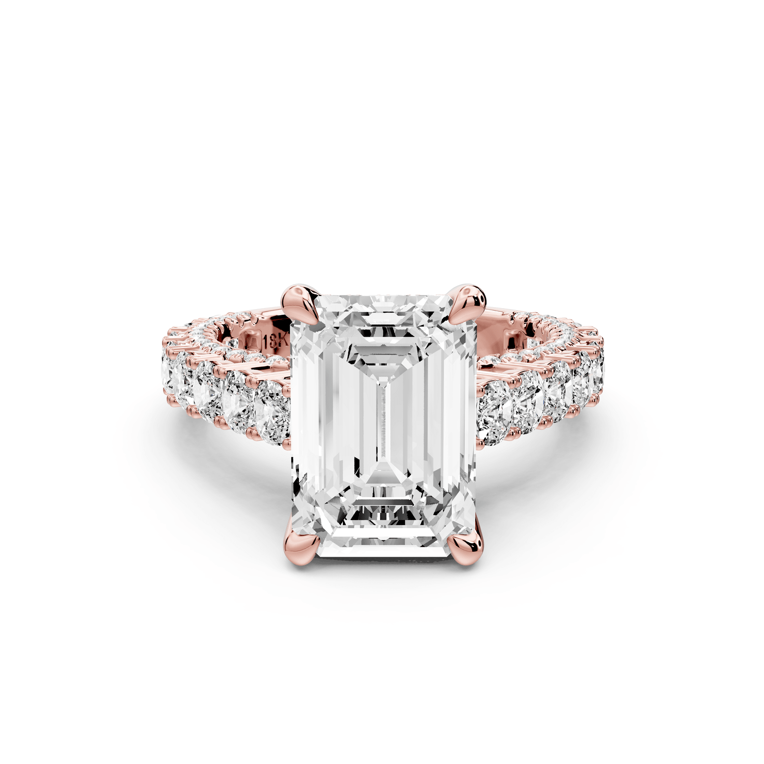 Ivy - 4ct 18k rose gold emerald Diamond Crown Cathedral Rollover Pavé Engagement Ring - Mr. Alex Jewelry