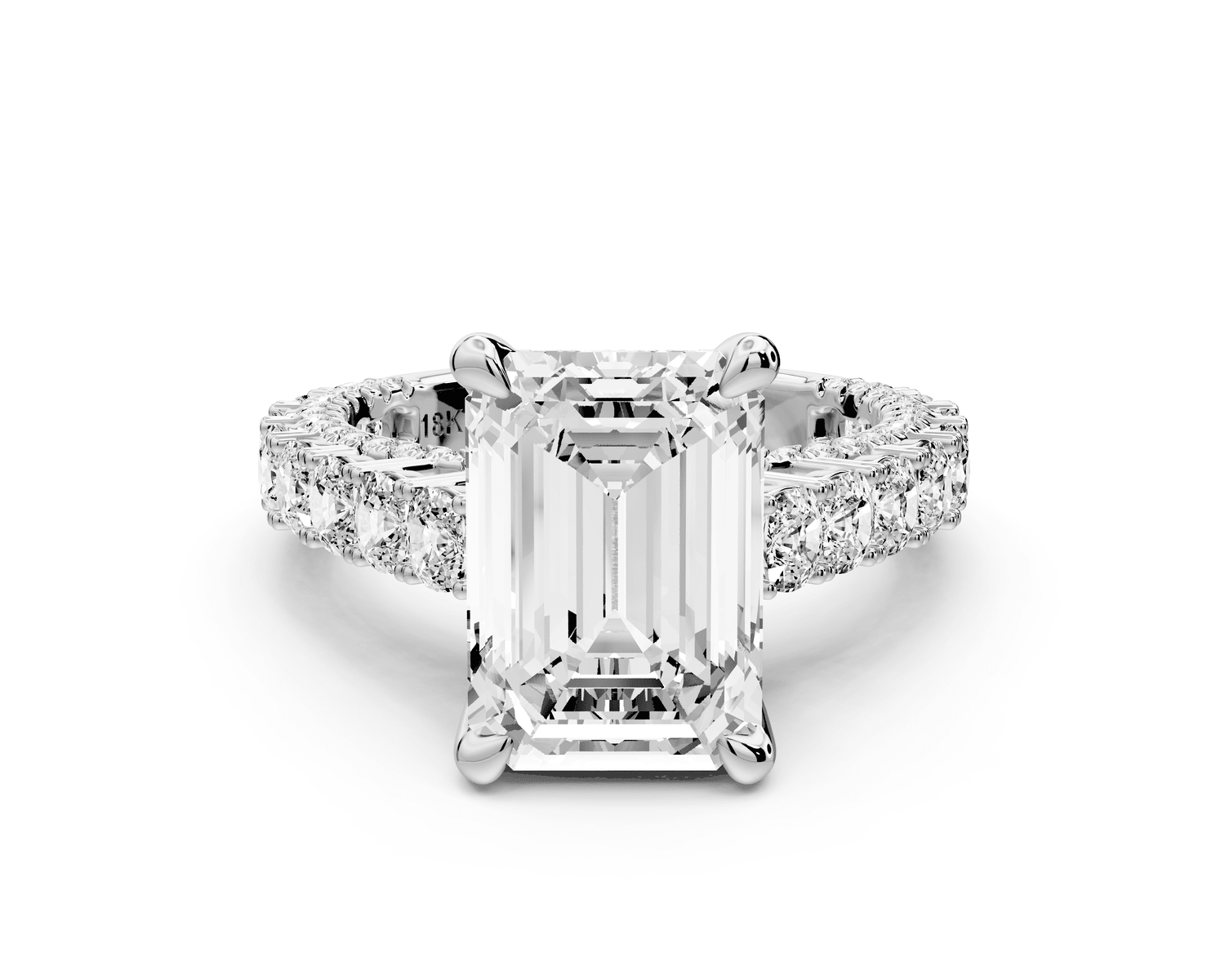 Ivy - 4ct 18k white gold emerald Diamond Crown Cathedral Rollover Pavé Engagement Ring - Mr. Alex Jewelry