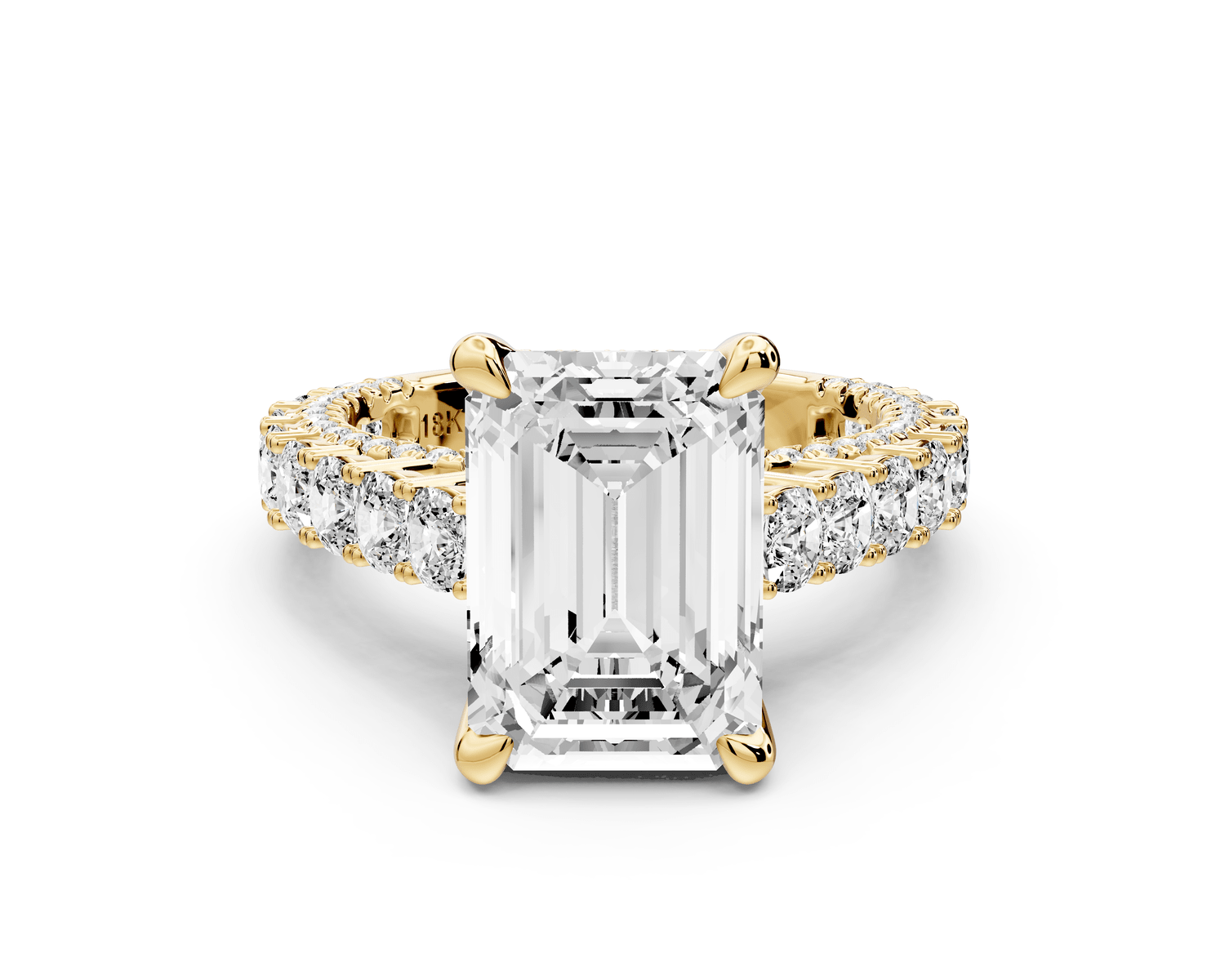 Ivy - 4ct 18k yellow gold emerald Diamond Crown Cathedral Rollover Pavé Engagement Ring - Mr. Alex Jewelry