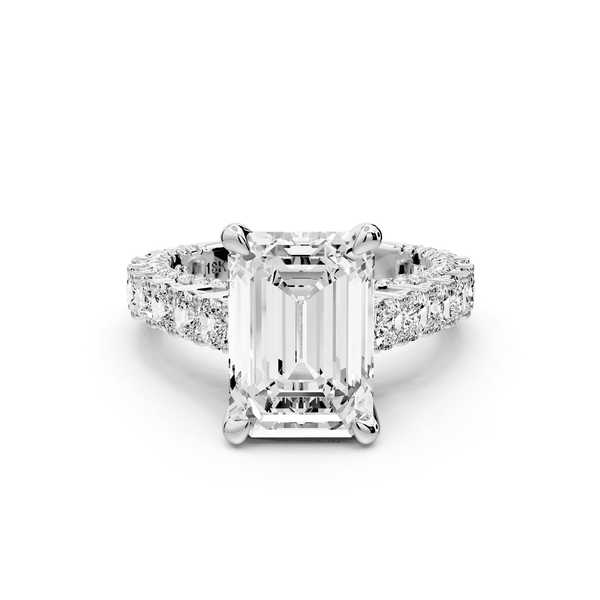 Ivy - 4ct platinum emerald Diamond Crown Cathedral Rollover Pavé Engagement Ring - Mr. Alex Jewelry