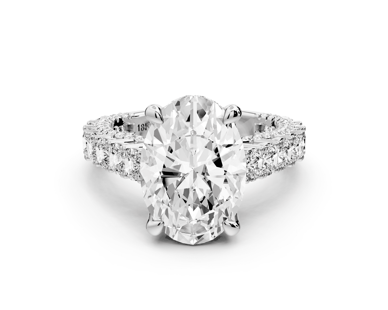 Ivy - 4ct platinum oval Diamond Crown Cathedral Rollover Pavé Engagement Ring - Mr. Alex Jewelry