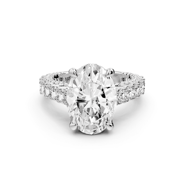 Ivy - 4ct platinum oval Diamond Crown Cathedral Rollover Pavé Engagement Ring - Mr. Alex Jewelry