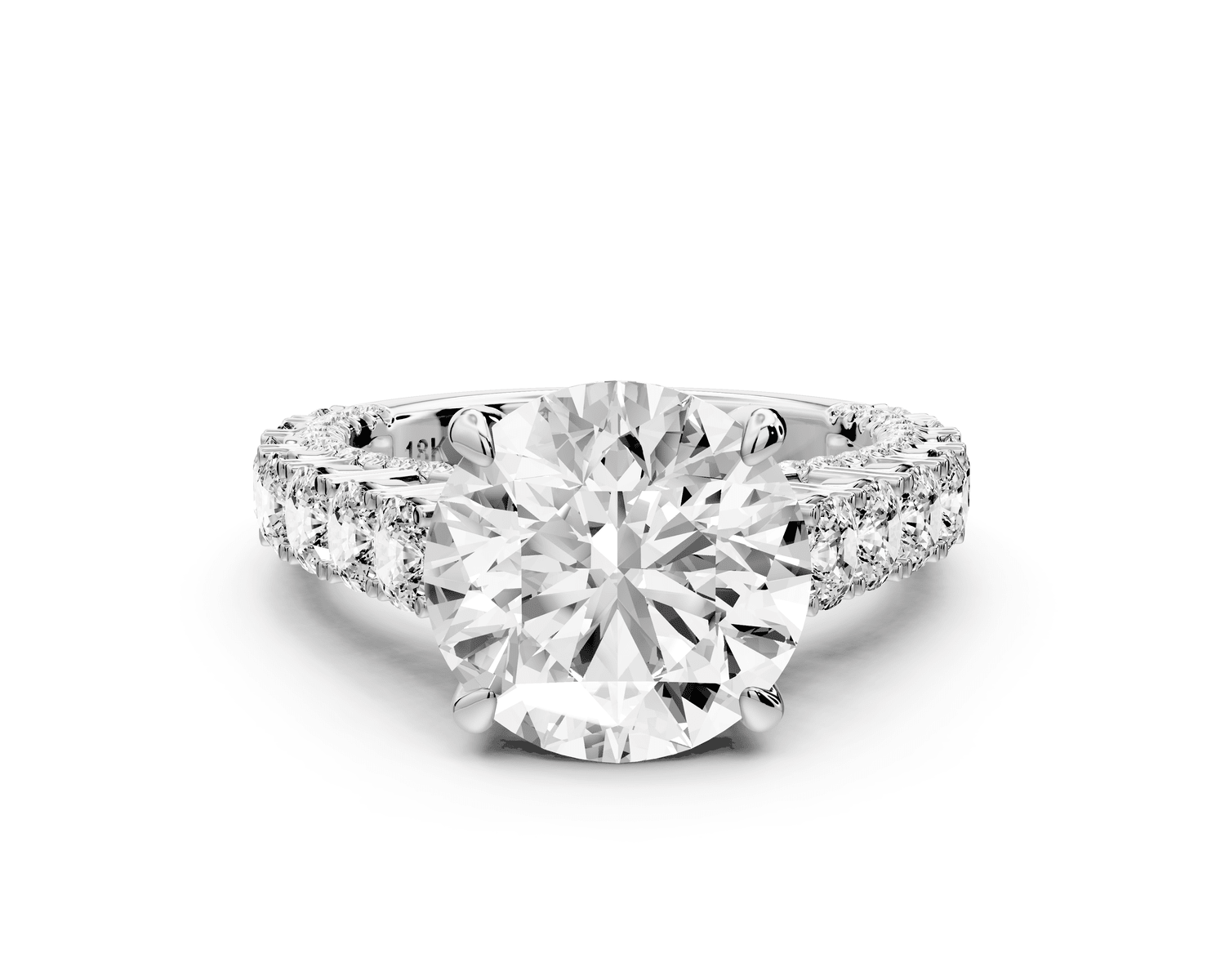 Ivy - 4ct platinum round Diamond Crown Cathedral Rollover Pavé Engagement Ring - Mr. Alex Jewelry