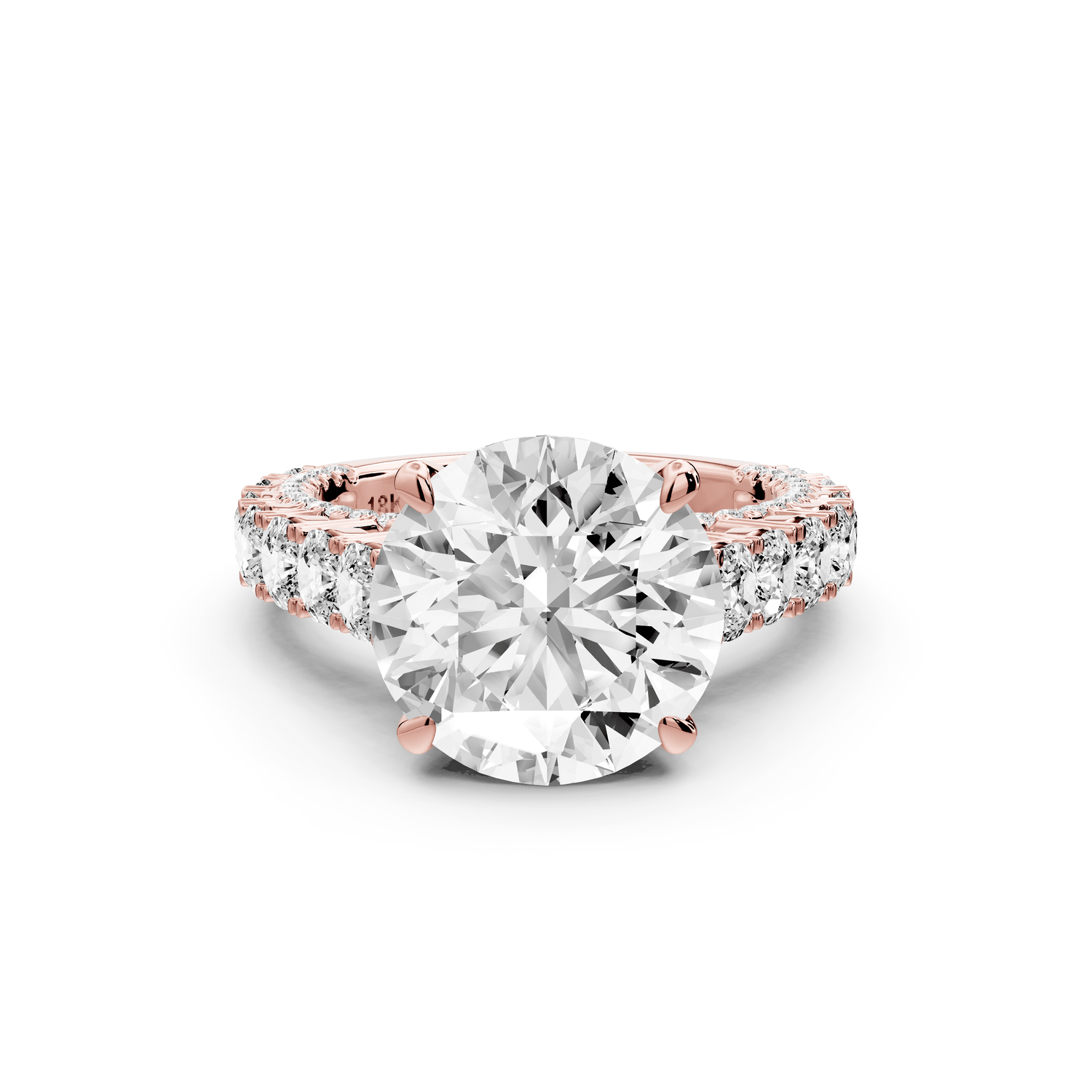 Ivy - 5ct 14k rose gold round Diamond Crown Cathedral Rollover Pavé Engagement Ring - Mr. Alex Jewelry