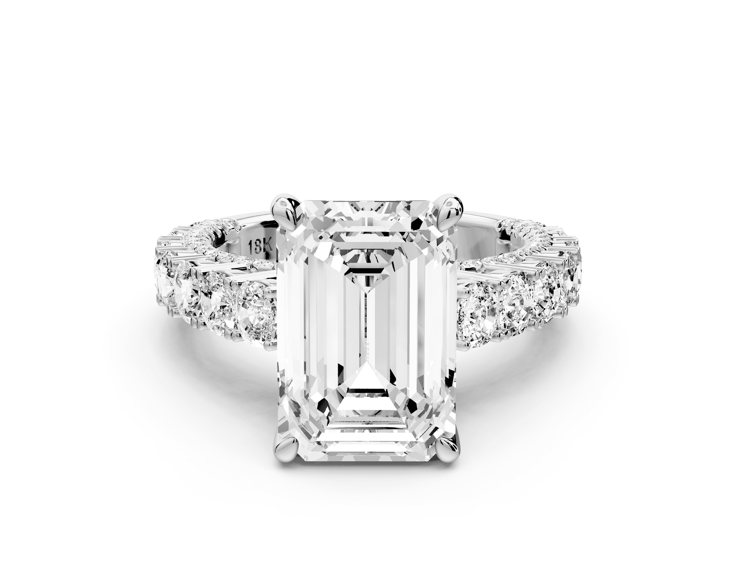 Ivy - 5ct 14k white gold emerald Diamond Crown Cathedral Rollover Pavé Engagement Ring - Mr. Alex Jewelry