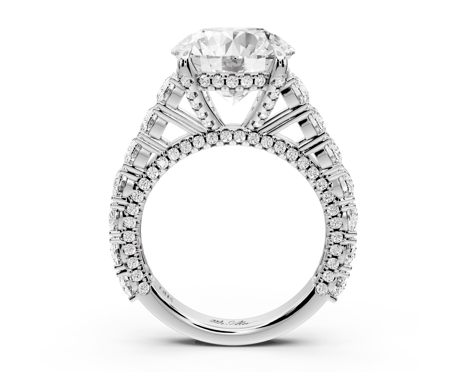 Ivy - 5ct 14k white gold round Diamond Crown Cathedral Rollover Pavé Engagement Ring - Mr. Alex Jewelry