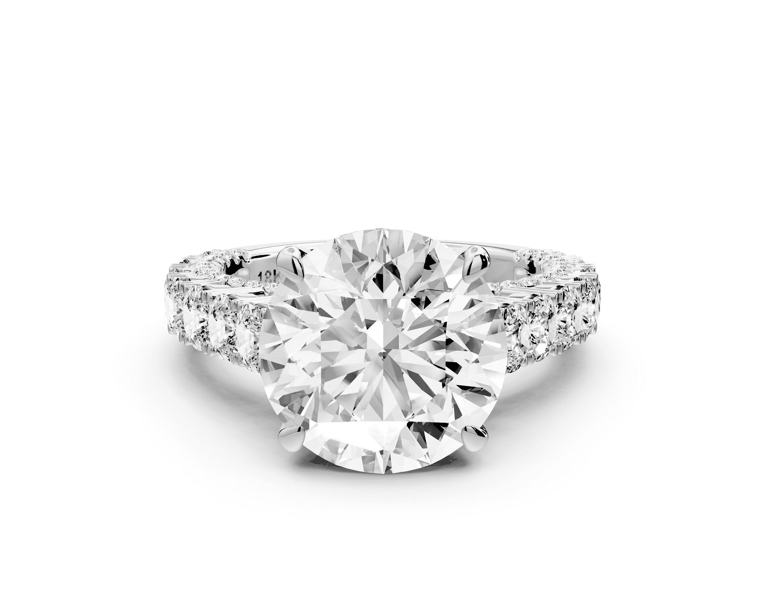 Ivy - 5ct 14k white gold round Diamond Crown Cathedral Rollover Pavé Engagement Ring - Mr. Alex Jewelry