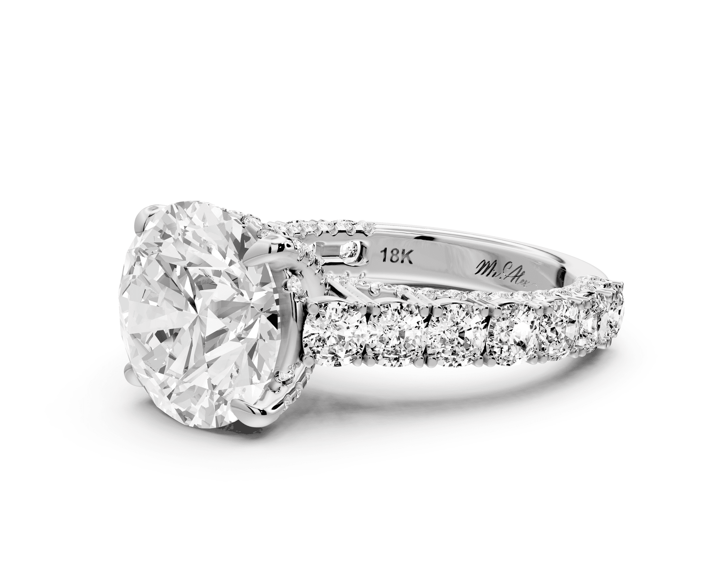Ivy - 5ct 14k white gold round Diamond Crown Cathedral Rollover Pavé Engagement Ring - Mr. Alex Jewelry