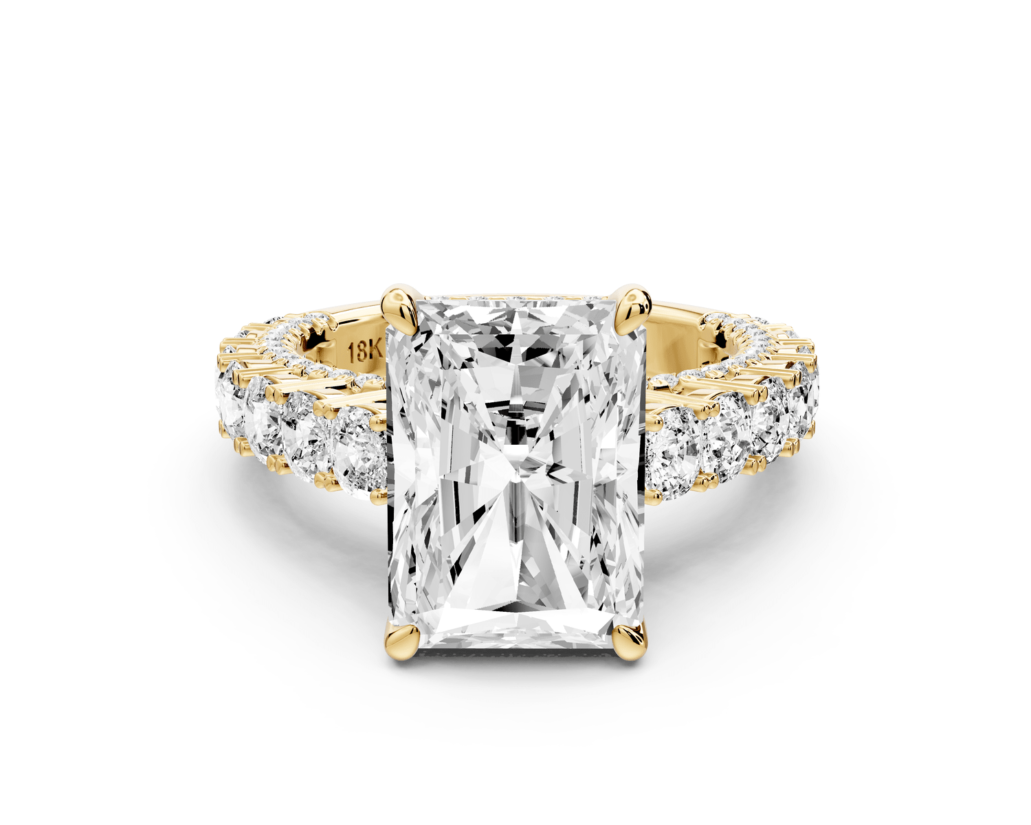 Ivy - 5ct 14k yellow gold radiant Diamond Crown Cathedral Rollover Pavé Engagement Ring - Mr. Alex Jewelry