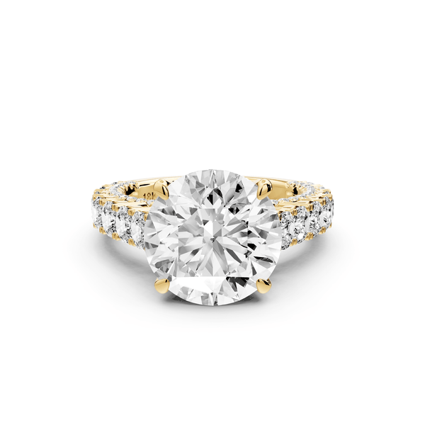 Ivy - 5ct 18k yellow gold round Diamond Crown Cathedral Rollover Pavé Engagement Ring - Mr. Alex Jewelry