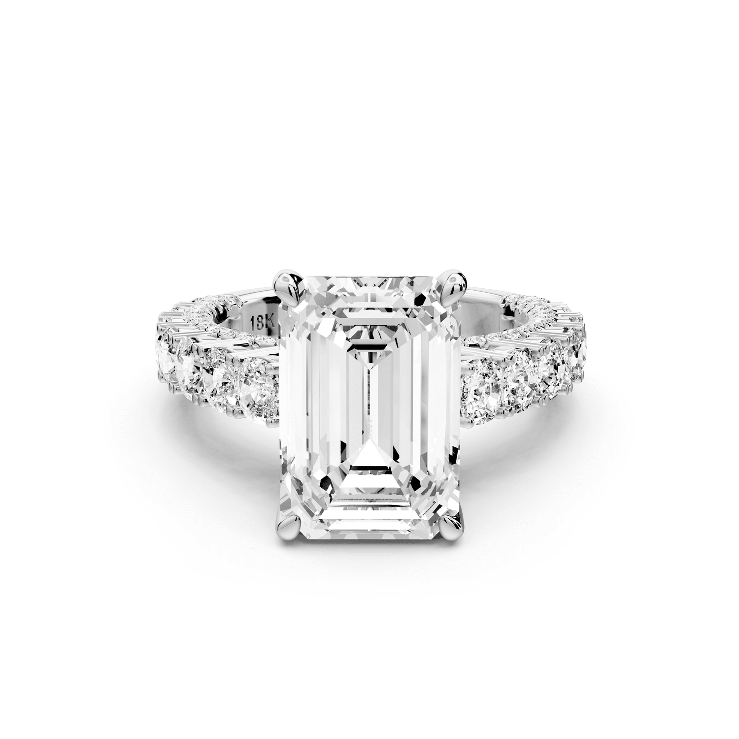 Ivy - 5ct platinum emerald Diamond Crown Cathedral Rollover Pavé Engagement Ring - Mr. Alex Jewelry
