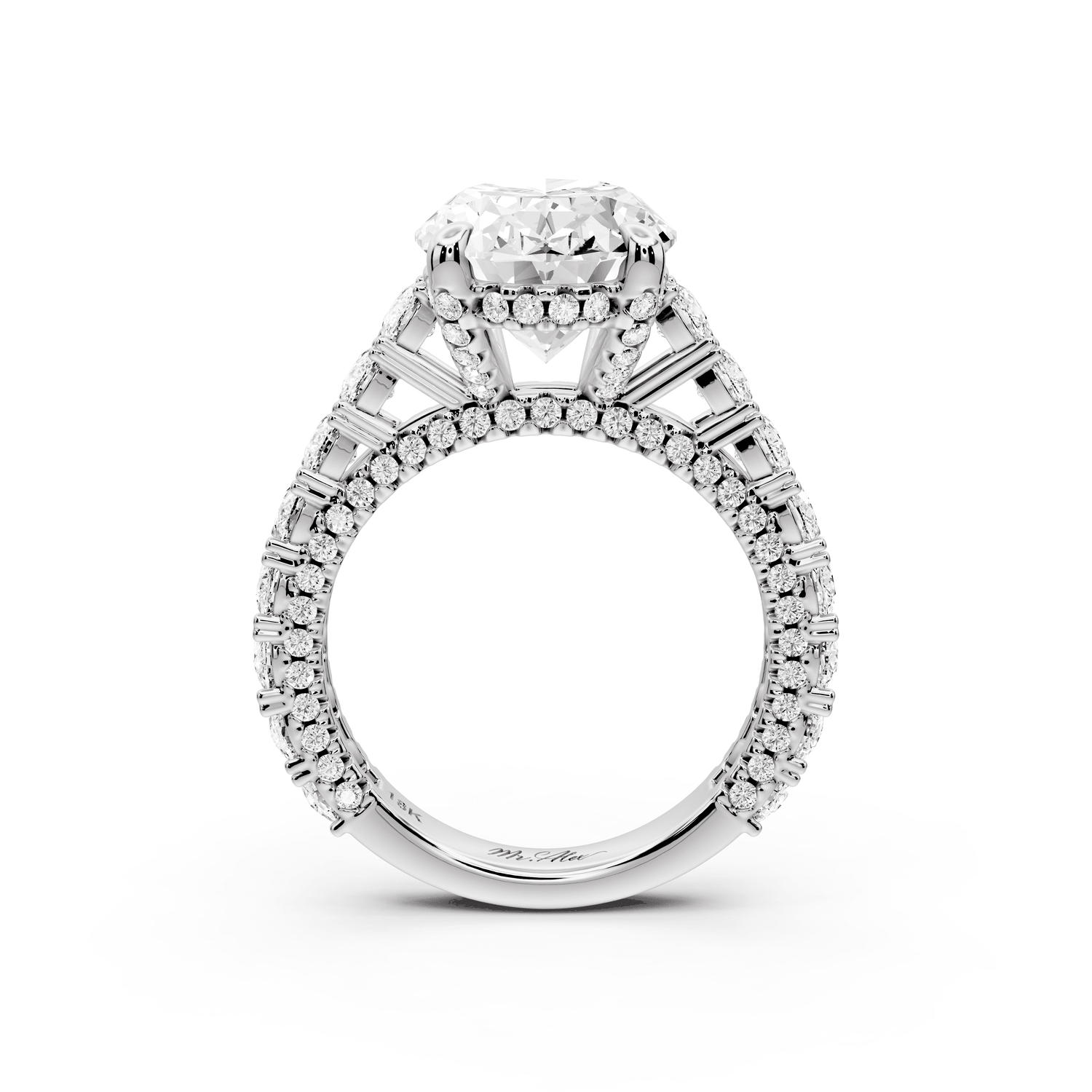 Ivy - 5ct platinum oval Diamond Crown Cathedral Rollover Pavé Engagement Ring - Mr. Alex Jewelry