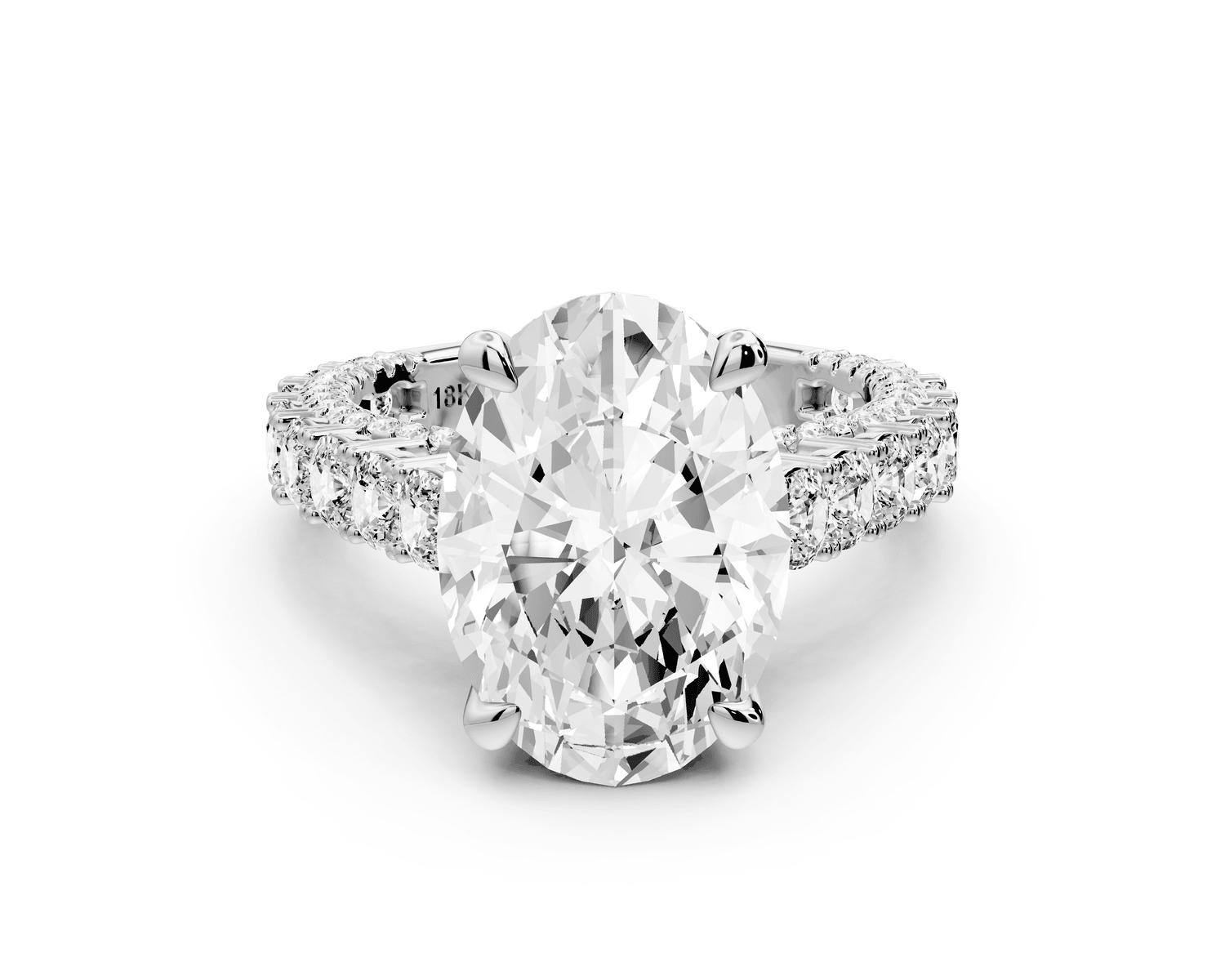Ivy - 5ct platinum oval Diamond Crown Cathedral Rollover Pavé Engagement Ring - Mr. Alex Jewelry